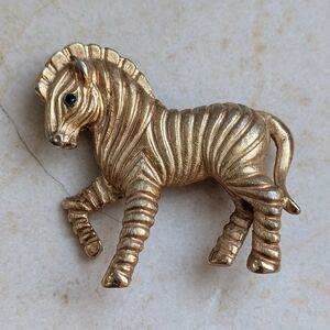 Vintage Napier Gold-Tone Zebra Brooch
